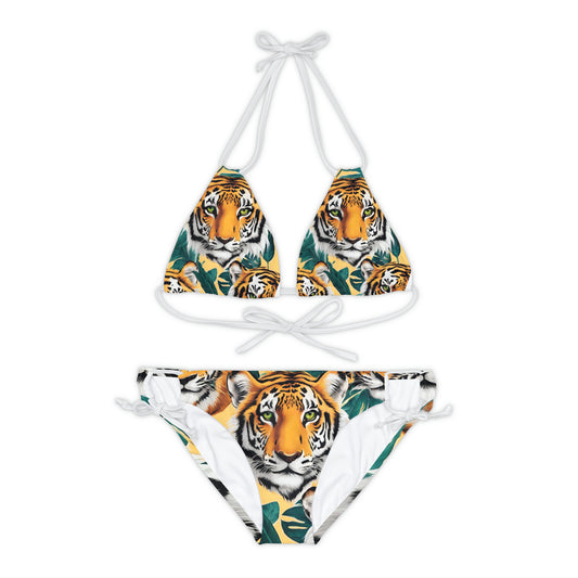 Exotic Vibes Tiger Print Strappy Bikini Set
