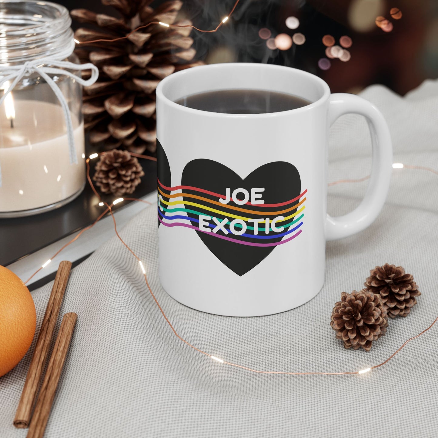 Rainbow Hearts Joe Exotic Coffee Mug