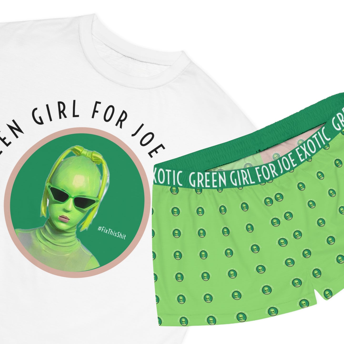 Green Girl For Joe Exotic Women's Short Pajama Set (AOP)